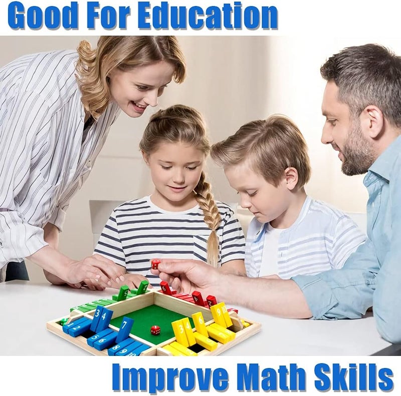 Nicecho Shut The Box Game, 12 Inches Family Wooden Board Table Math Dice Games for Adults and Kids, 2-4 Player Classics Tabletop Version Games for Classroom,Home,Party or Pub - Image 5